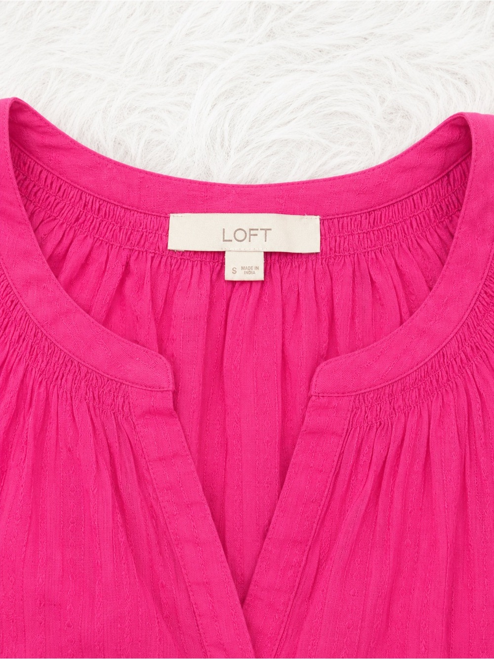 LOFT Hot Pink Flutter Sleeve Blouse Small | Cottagecore Boho Feminine Summer Top - Picture 3 of 3